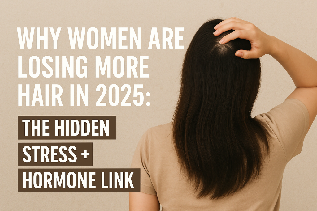 woman with thinning patch on her scalp.